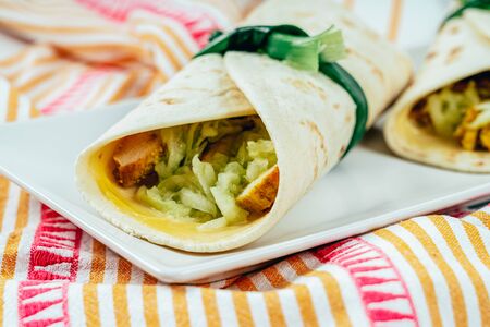Chicken Wraps With Mango Chutney And Cucumberの写真素材