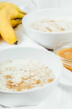 Porridge With Banana And Oatsの写真素材