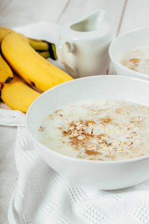 Porridge With Banana And Oatsの写真素材