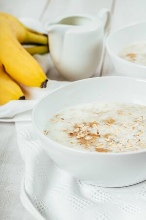 Porridge With Banana And Oatsの写真素材