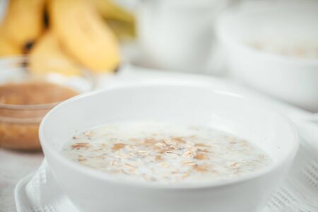 Porridge With Banana And Oatsの写真素材