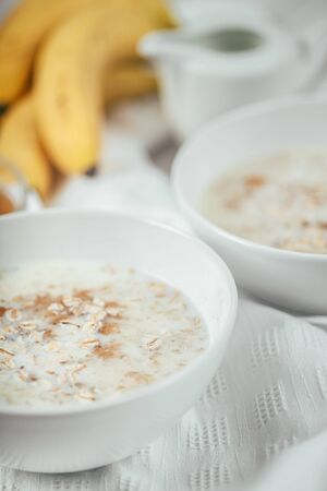 Porridge With Banana And Oatsの写真素材