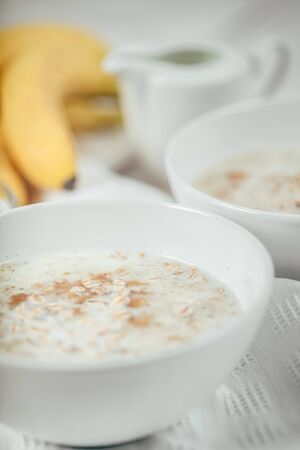 Porridge With Banana And Oatsの写真素材