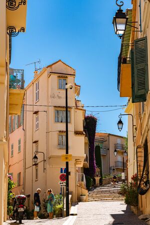 CANNES, FRANCE - JUNE 01, 2019: Beautiful and Exotic Architecture Of Historic Houses Downtown City Of Cannesのeditorial素材