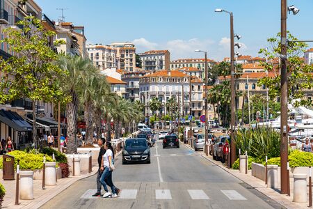 CANNES, FRANCE - JUNE 01, 2019: Beautiful and Exotic Architecture Of Historic Houses Downtown City Of Cannesのeditorial素材