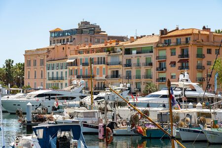 CANNES, FRANCE - JUNE 01, 2019: Cannes Downtown City, Luxurious Yachts And Boats At The City Marina Port In France During Summerのeditorial素材