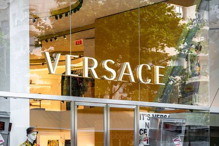 BARCELONA, SPAIN - JUNE 03, 2019: Gianni Versace, usually referred to as Versace, is an Italian fashion company and trade name founded in 1978のeditorial素材