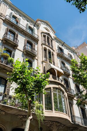 Detail Of Beautiful Facade Building Architecture In City Of Barcelona, Spainの写真素材