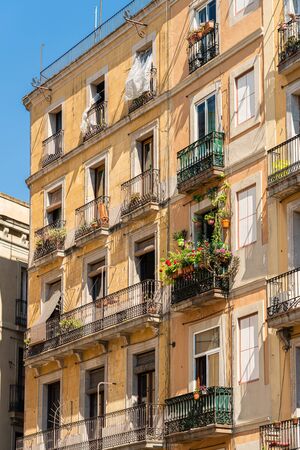 Detail of Beautiful Facade Building Architecture In City Of Barcelona, Spainの写真素材