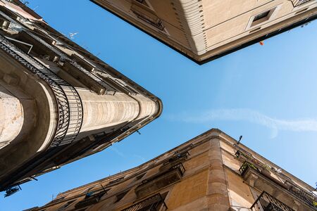 Detail of Beautiful Buildings Architecture In City Of Barcelona, Spain Shot With Perspective Viewの写真素材
