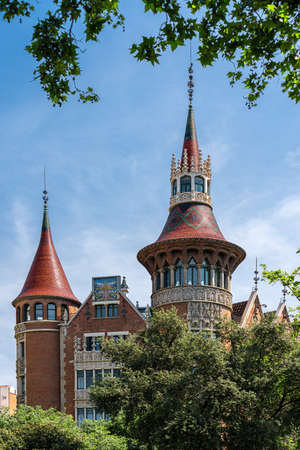 BARCELONA, SPAIN - JUNE 04, 2019: Casa de les Punxes or Casa Terradas is a building designed by the Modernista architect Josep Puig Cadafalch in 1905のeditorial素材