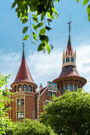 BARCELONA, SPAIN - JUNE 04, 2019: Casa de les Punxes or Casa Terradas is a building designed by the Modernista architect Josep Puig Cadafalch in 1905のeditorial素材