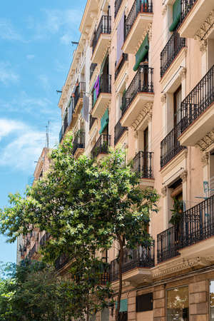 Beautiful Facade Building Architecture In City Of Barcelona, Spainの写真素材