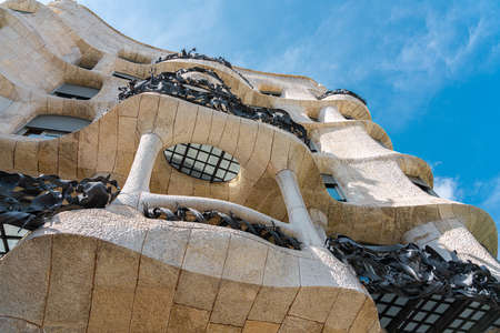 BARCELONA, SPAIN - AUGUST 05, 2016: Casa Mila or La Pedrera is a modernist building in Barcelona and was the last private residence designed by architect Antoni Gaudi built between 1906 and 1910.のeditorial素材