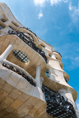 BARCELONA, SPAIN - AUGUST 05, 2016: Casa Mila or La Pedrera is a modernist building in Barcelona and was the last private residence designed by architect Antoni Gaudi built between 1906 and 1910.のeditorial素材