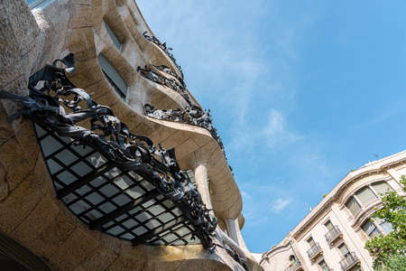 BARCELONA, SPAIN - AUGUST 05, 2016: Casa Mila or La Pedrera is a modernist building in Barcelona and was the last private residence designed by architect Antoni Gaudi built between 1906 and 1910.のeditorial素材
