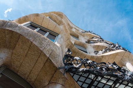 BARCELONA, SPAIN - AUGUST 05, 2016: Casa Mila or La Pedrera is a modernist building in Barcelona and was the last private residence designed by architect Antoni Gaudi built between 1906 and 1910.のeditorial素材