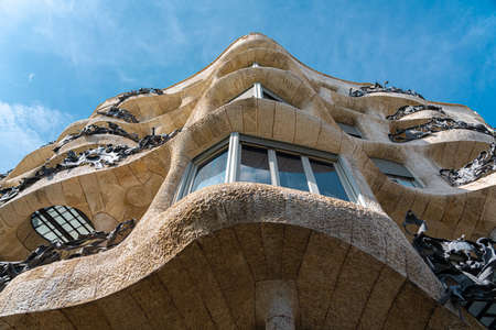 BARCELONA, SPAIN - AUGUST 05, 2016: Casa Mila or La Pedrera is a modernist building in Barcelona and was the last private residence designed by architect Antoni Gaudi built between 1906 and 1910.のeditorial素材
