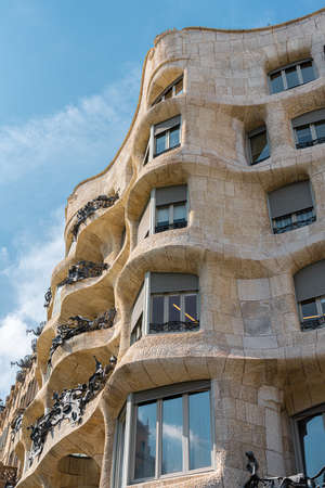BARCELONA, SPAIN - AUGUST 05, 2016: Casa Mila or La Pedrera is a modernist building in Barcelona and was the last private residence designed by architect Antoni Gaudi built between 1906 and 1910.のeditorial素材