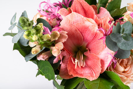 Pink Flowers Bouquet for Anniversary Presentの写真素材