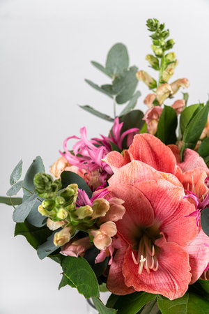 Pink Flowers Bouquet for Anniversary Presentの写真素材
