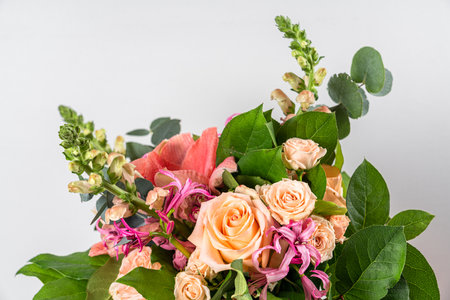 Pink Flowers Bouquet for Anniversary Presentの写真素材