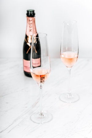 PARIS, FRANCE - JANUARY 20, 2021: Moet Chandon French Wine Champagne Bottleのeditorial素材