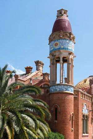 BARCELONA, SPAIN - JUNE 07, 2019: Hospital de la Santa Creu Sant Pau or Hospital of the Holy Cross and Saint Paul built between 1901 and 1930, by modernism architect Lluis Domenech Montanerのeditorial素材