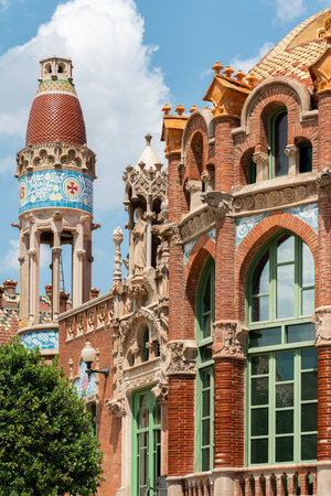BARCELONA, SPAIN - JUNE 07, 2019: Hospital de la Santa Creu Sant Pau or Hospital of the Holy Cross and Saint Paul built between 1901 and 1930, by modernism architect Lluis Domenech Montanerのeditorial素材