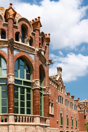 BARCELONA, SPAIN - JUNE 07, 2019: Hospital de la Santa Creu Sant Pau or Hospital of the Holy Cross and Saint Paul built between 1901 and 1930, by modernism architect Lluis Domenech Montanerのeditorial素材