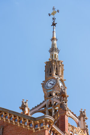 BARCELONA, SPAIN - JUNE 07, 2019: Hospital de la Santa Creu Sant Pau or Hospital of the Holy Cross and Saint Paul built between 1901 and 1930, by modernism architect Lluis Domenech Montanerのeditorial素材