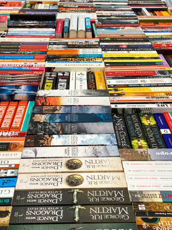 BUCHAREST, ROMANIA - APRIL 18, 2021: Wide Variety Of Books For Sale In Library Book Storeのeditorial素材