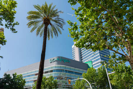 BARCELONA, SPAIN - JUNE 08, 2019: Glass Facade of El Corte Ingles Mall Store Buildingのeditorial素材