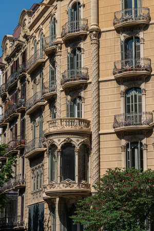 Facade Building Architecture In City Of Barcelona, Spainの写真素材