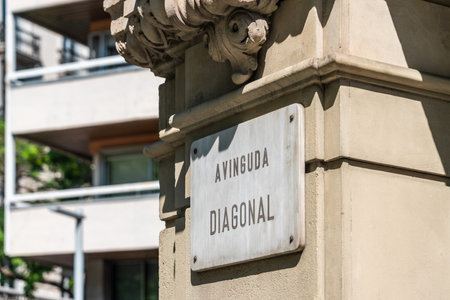 Famous Diagonal Avenue Sign In Barcelona, Spainの写真素材