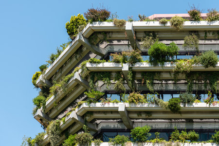 Green Building Facade Details In Barcelona, Spainの写真素材