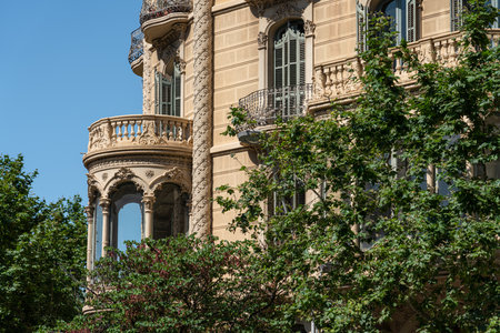 Facade Building Architecture In City Of Barcelona, Spainの写真素材