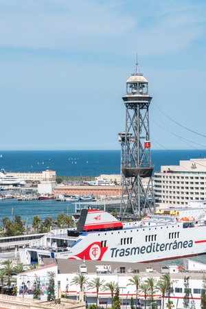BARCELONA, SPAIN - JUNE 10, 2019: Aerial View Of Downtown City In Barcelonaのeditorial素材