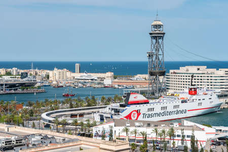 BARCELONA, SPAIN - JUNE 10, 2019: Aerial View Of Downtown City In Barcelonaのeditorial素材