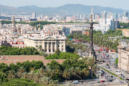 BARCELONA, SPAIN - JUNE 10, 2019: Aerial View Of Downtown City In Barcelonaのeditorial素材