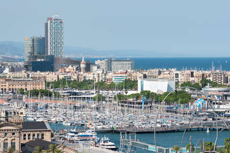 BARCELONA, SPAIN - JUNE 10, 2019: Aerial View Of Downtown City In Barcelonaのeditorial素材