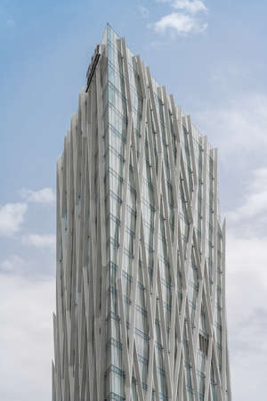 BARCELONA, SPAIN - JUNE 14, 2019: Diagonal ZeroZero Tower is a skyscraper in Barcelona, Catalonia designed by Emba Estudi Massip-Bosch architectsのeditorial素材