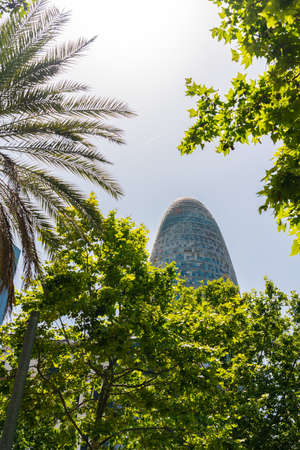 BARCELONA, SPAIN - JUNE 14, 2019: Torre Glories Agbar is a 38-story skyscraper located between Avinguda Diagonal and Carrer Badajoz and was designed by French architect Jean Nouvelのeditorial素材