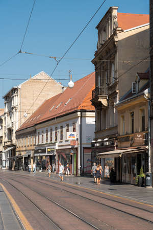 ZAGREB, CROATIA - JULY 29, 2021: Busy Streets Of Downtown Zagreb City, People On Some Of The Most Important Landmark Avenues And Streetsのeditorial素材