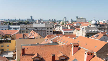 ZAGREB, CROATIA - JULY 29, 2021: Aerial Rooftop View Of Zagreb Cityのeditorial素材