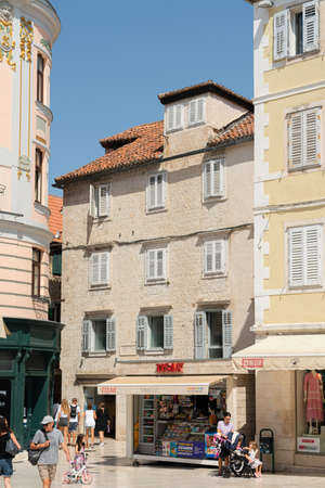 SPLIT, CROATIA - JULY 30, 2021: Busy Streets Of Downtown Old Center Of Split City, People On Some Of The Most Important Landmark Avenues And Streetsのeditorial素材