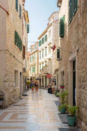 SPLIT, CROATIA - JULY 30, 2021: Busy Streets Of Downtown Old Center Of Split City, People On Some Of The Most Important Landmark Avenues And Streetsのeditorial素材