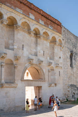 SPLIT, CROATIA - JULY 30, 2021: Golden Gate or the Northern Gate, is one of the four main Roman gates into the old town of Split and was built as part of Diocletian's Palaceのeditorial素材