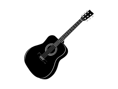 black classic guitar stencil ready for vinyl cutのイラスト素材