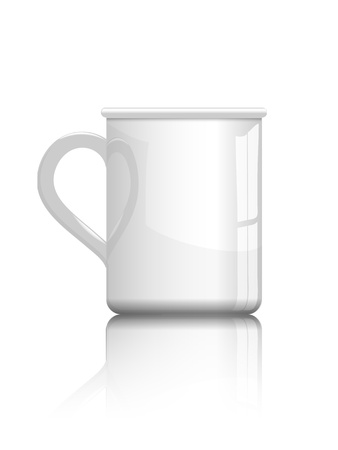 simple shiny white tea or coffee cup isolated on white for use on samples of logo  or text fitのイラスト素材